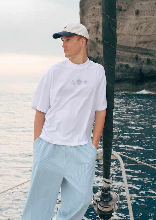 Nautical Print Boxy T-Shirt - White