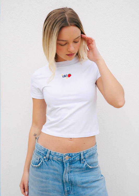 Strawberry Baby Tee - White
