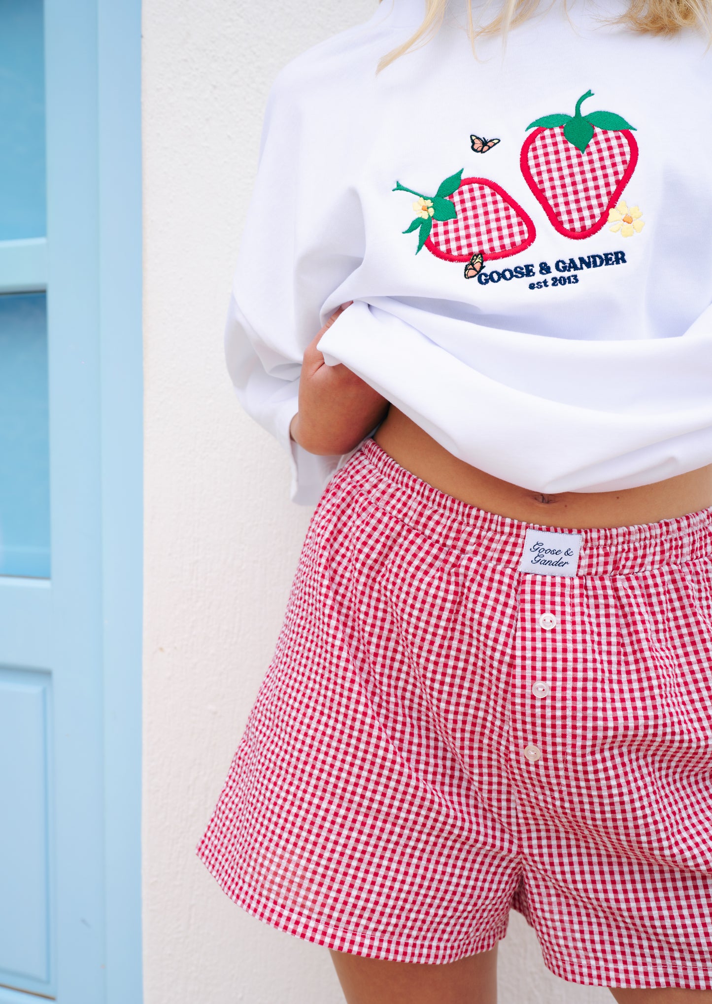 Strawberry Boyfriend Short - Red Gingham