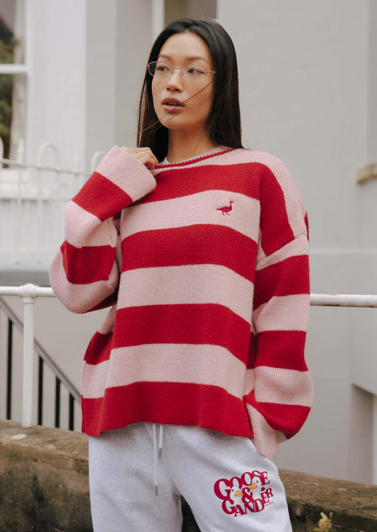 Unisex Knitted Striped Goose Sweatshirt