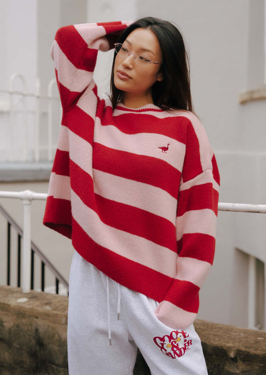 Unisex Knitted Striped Goose Sweatshirt