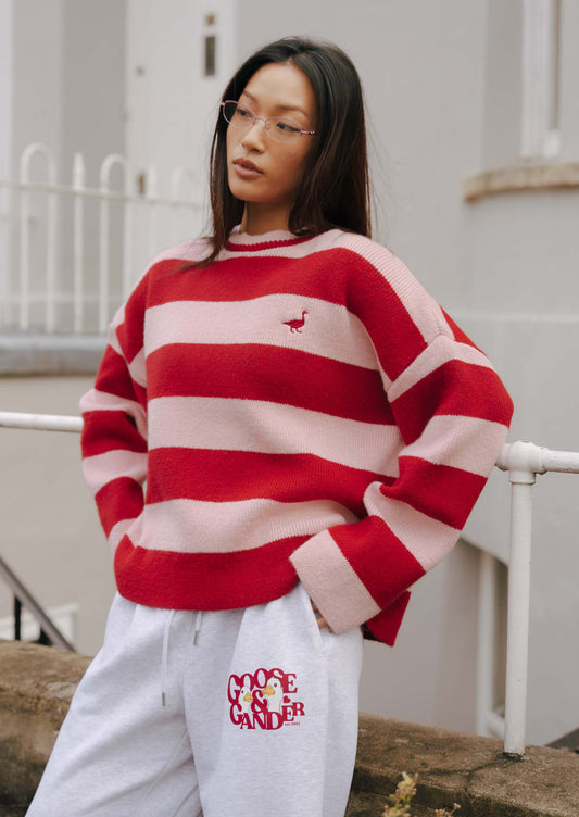 Unisex Knitted Striped Goose Sweatshirt