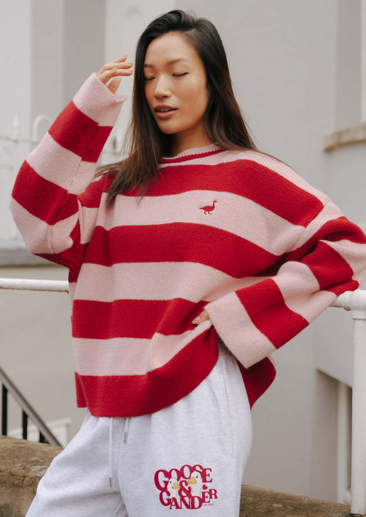 Unisex Knitted Striped Goose Sweatshirt