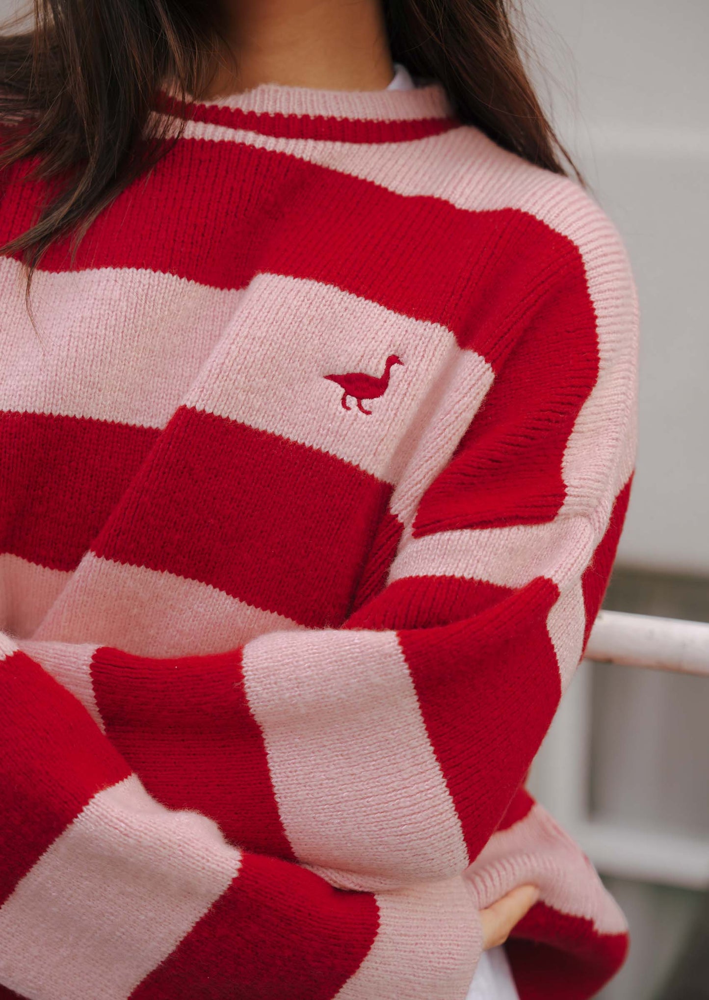 Unisex Knitted Striped Goose Sweatshirt