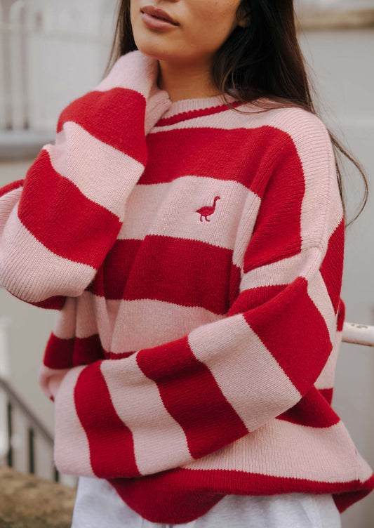 Unisex Knitted Striped Goose Sweatshirt