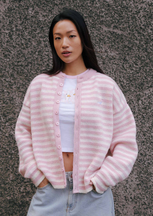 Knitted Goose Cardigan - Baby Pink