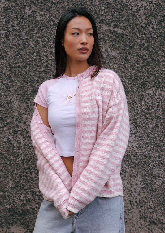 Knitted Goose Cardigan - Baby Pink