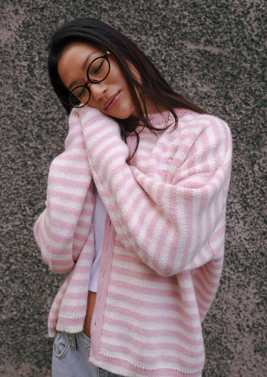 Knitted Goose Cardigan - Baby Pink