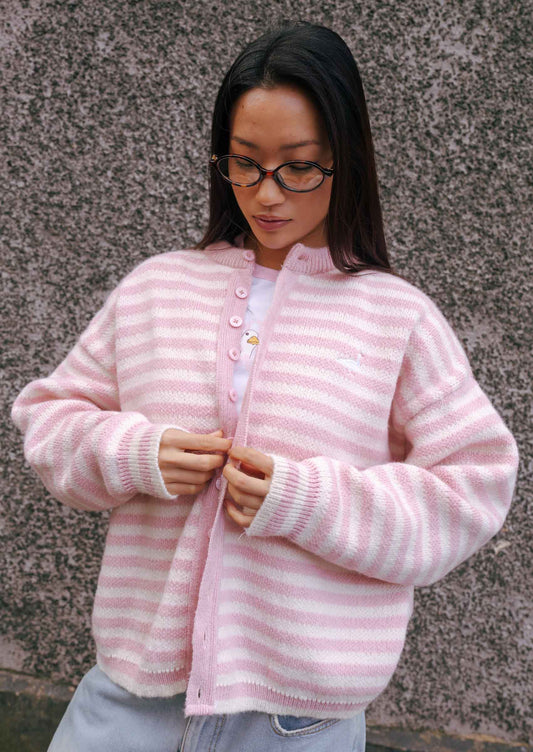 Knitted Goose Cardigan - Baby Pink