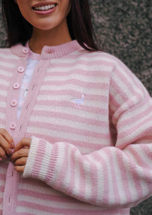Knitted Goose Cardigan - Baby Pink