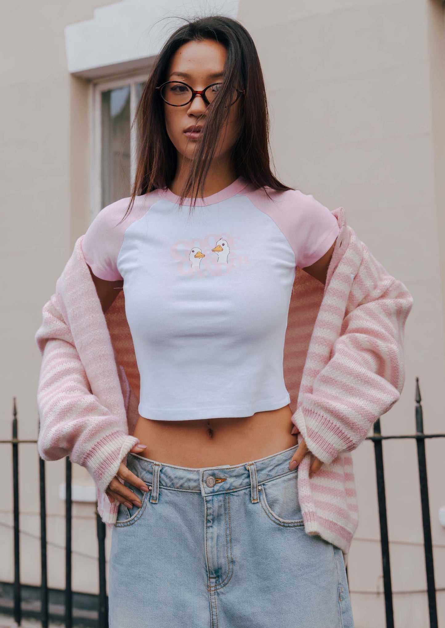 Knitted Goose Cardigan - Baby Pink