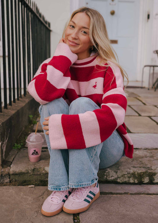 Unisex Knitted Striped Goose Sweatshirt
