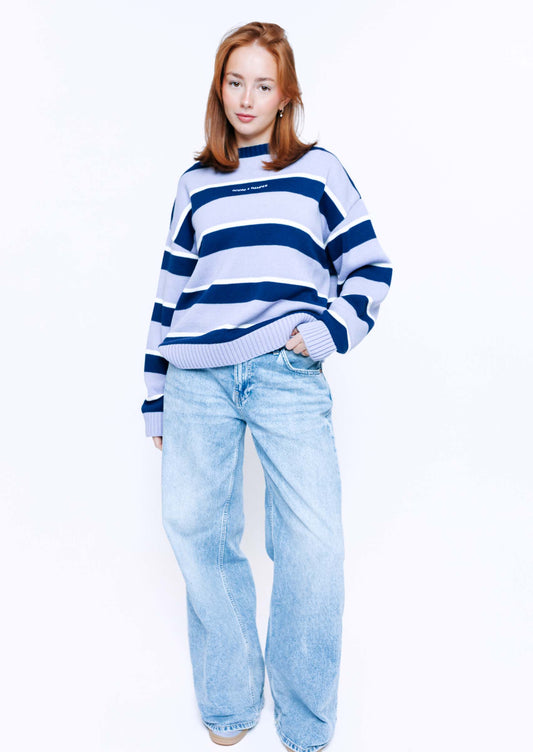 Striped Bluebell Knitted Sweatshirt