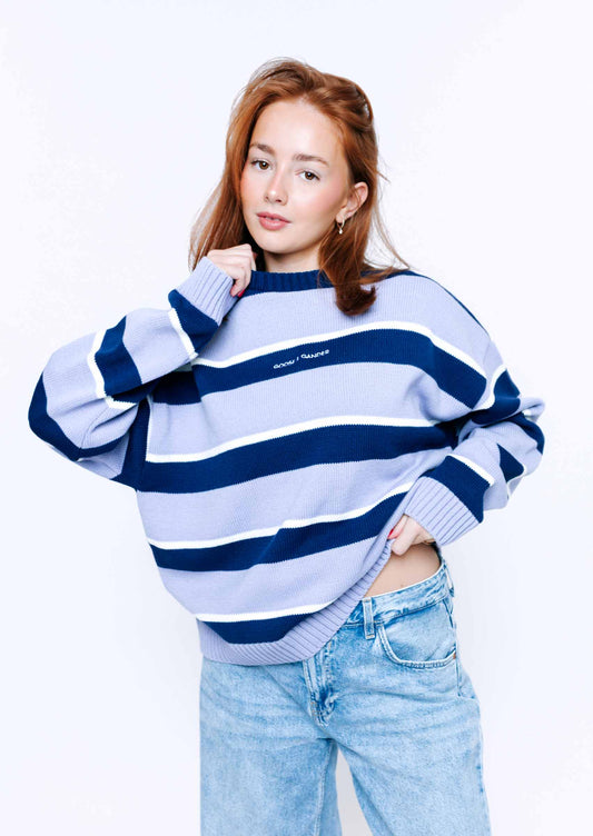 Striped Bluebell Knitted Sweatshirt