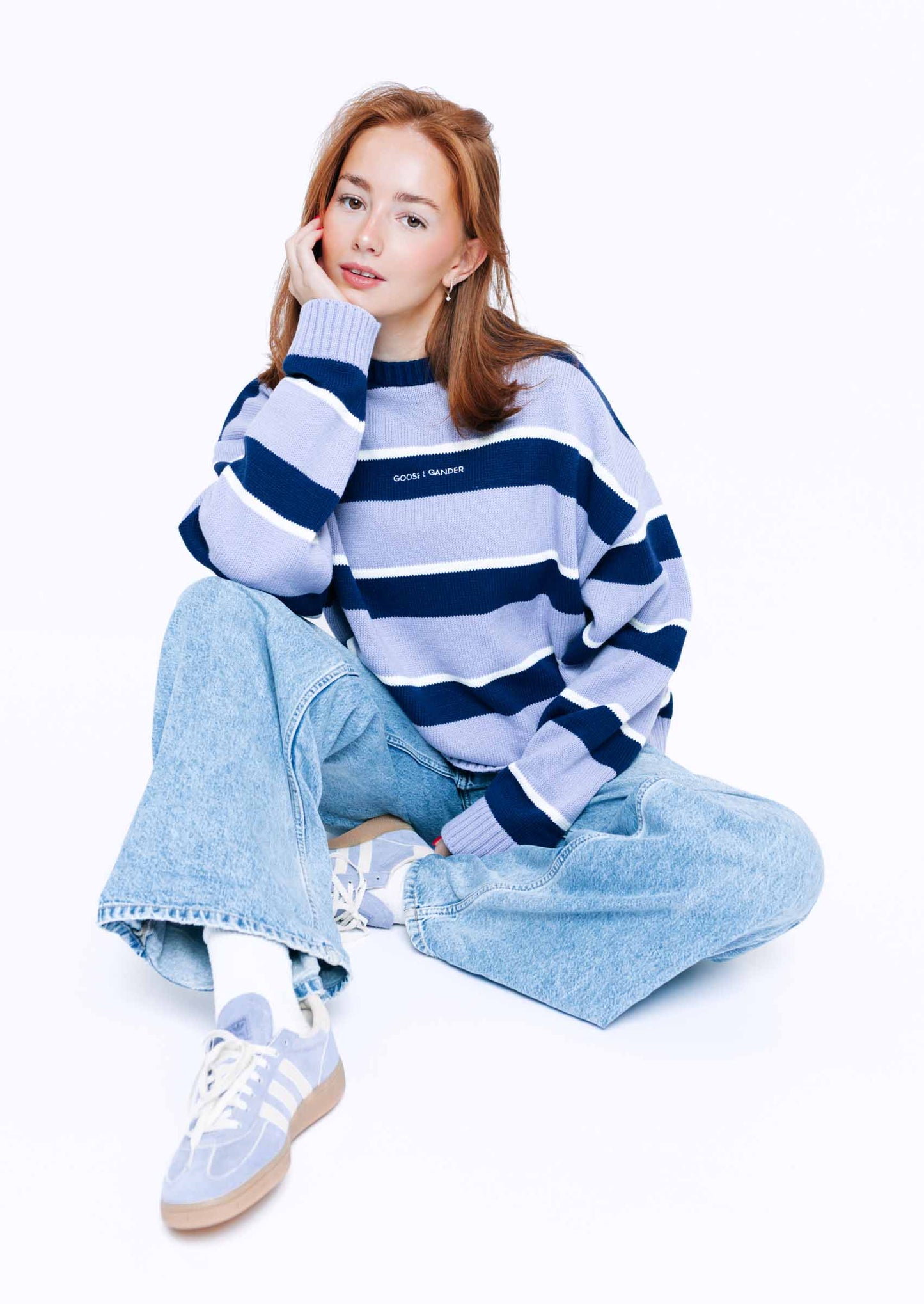 Striped Bluebell Knitted Sweatshirt