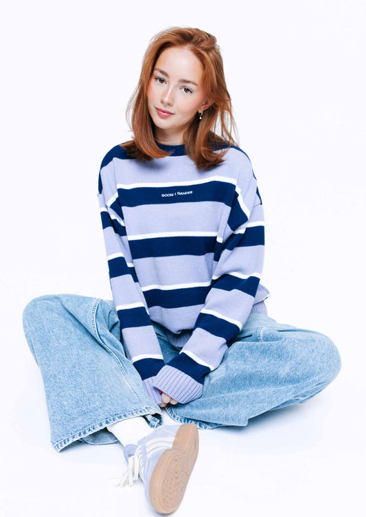 Striped Bluebell Knitted Sweatshirt