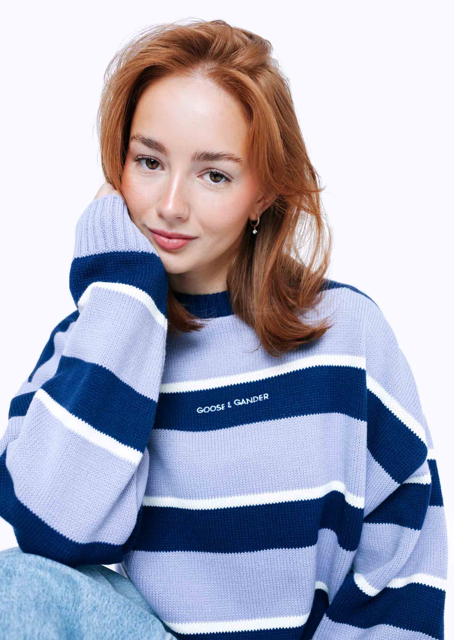 Striped Bluebell Knitted Sweatshirt