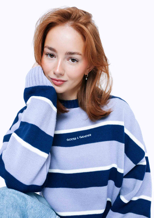 Striped Bluebell Knitted Sweatshirt