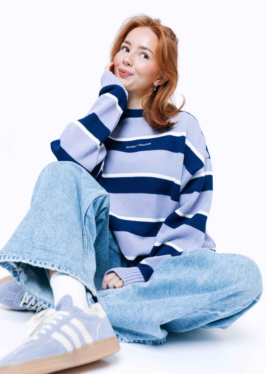 Striped Bluebell Knitted Sweatshirt