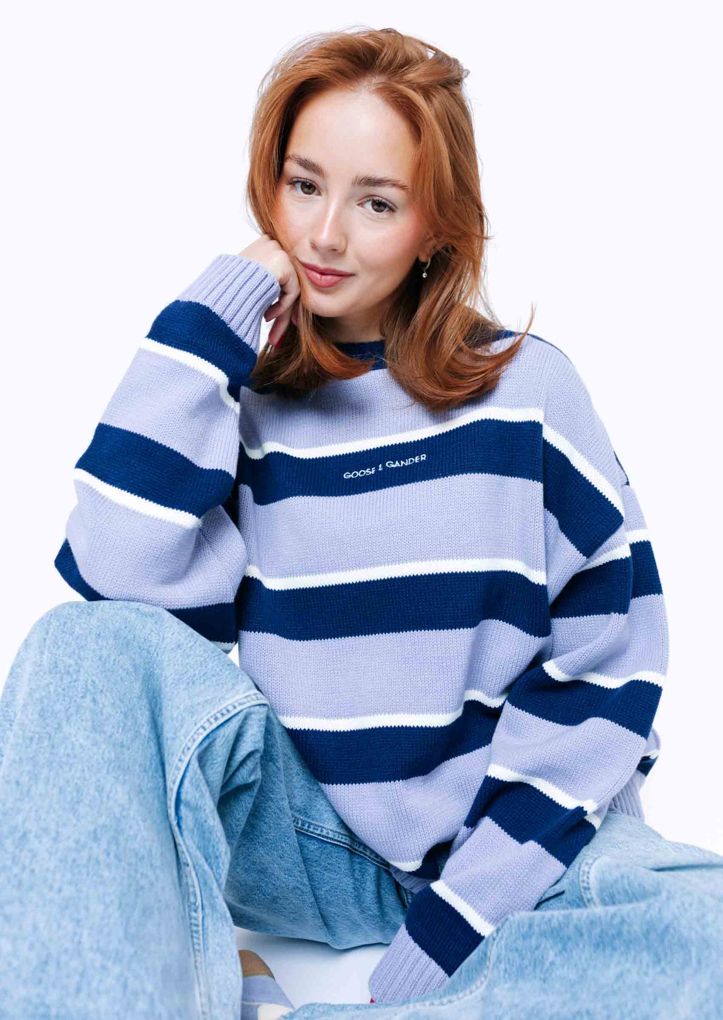 Striped Bluebell Knitted Sweatshirt