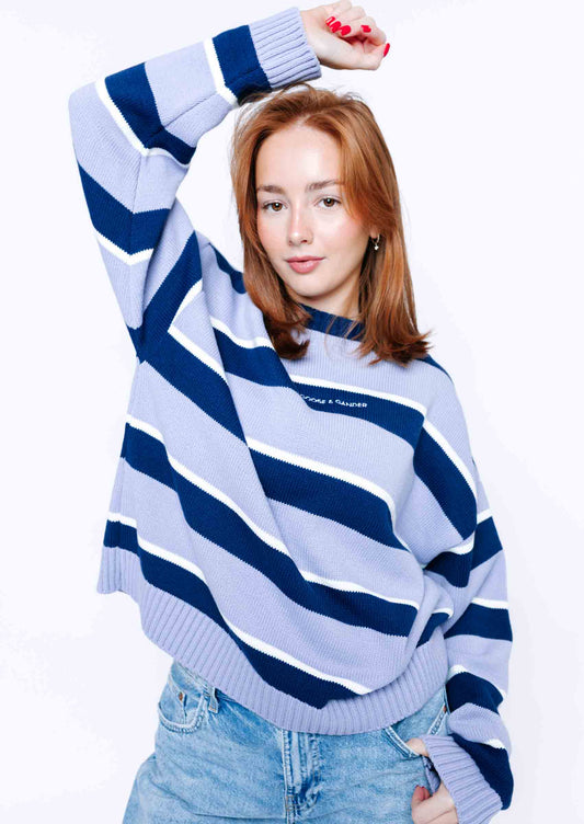 Striped Bluebell Knitted Sweatshirt