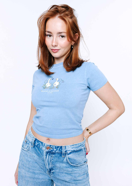 Bluebell Print Baby Tee - Washed Blue
