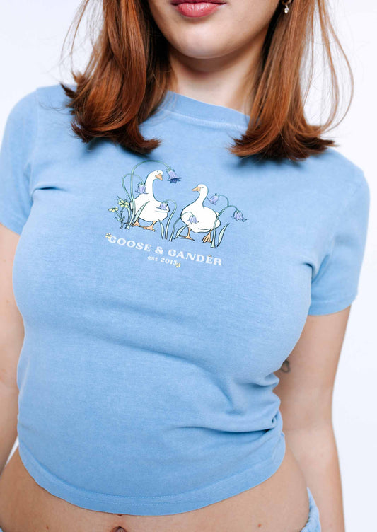 Bluebell Print Baby Tee - Washed Blue