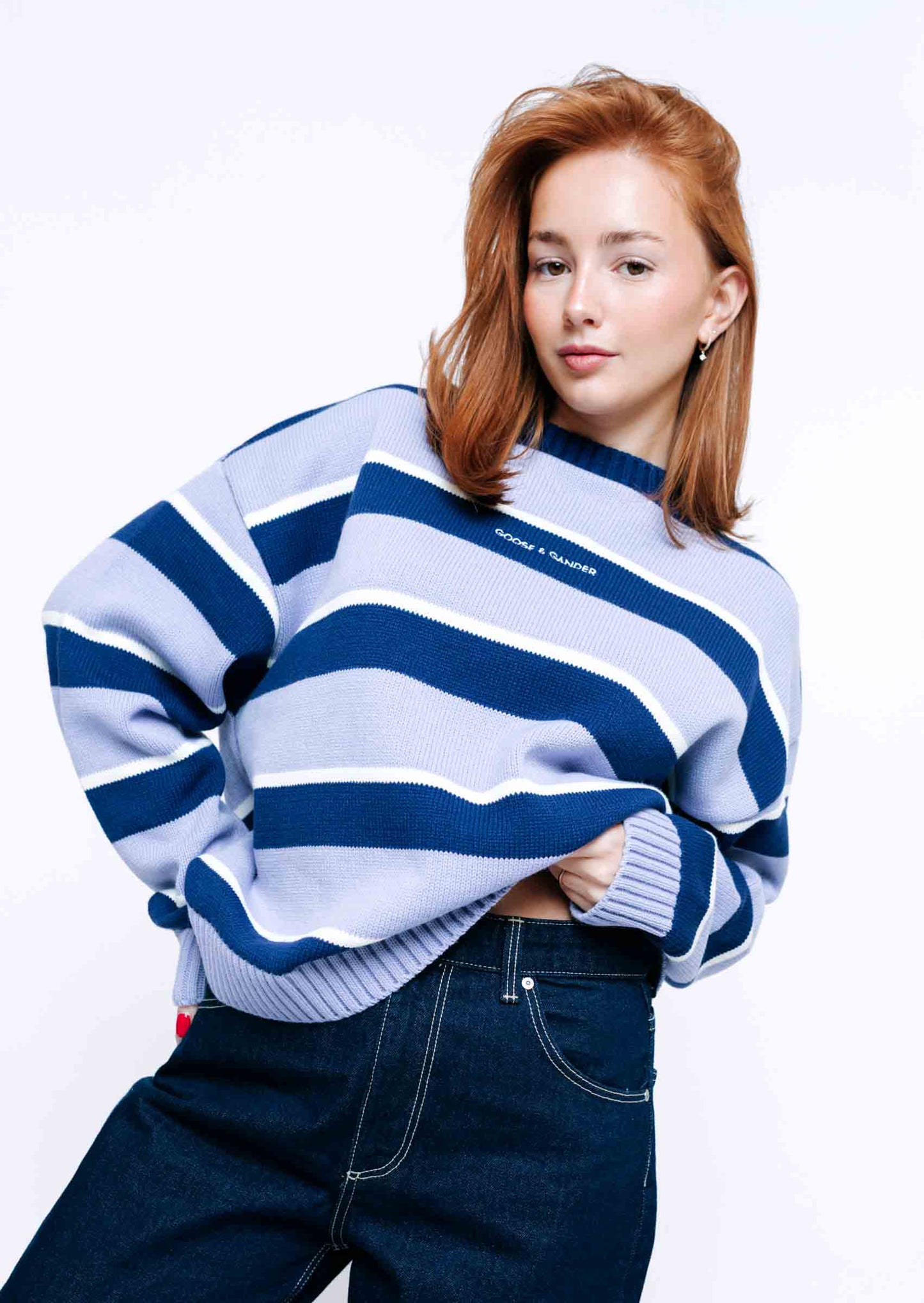 Striped Bluebell Knitted Sweatshirt