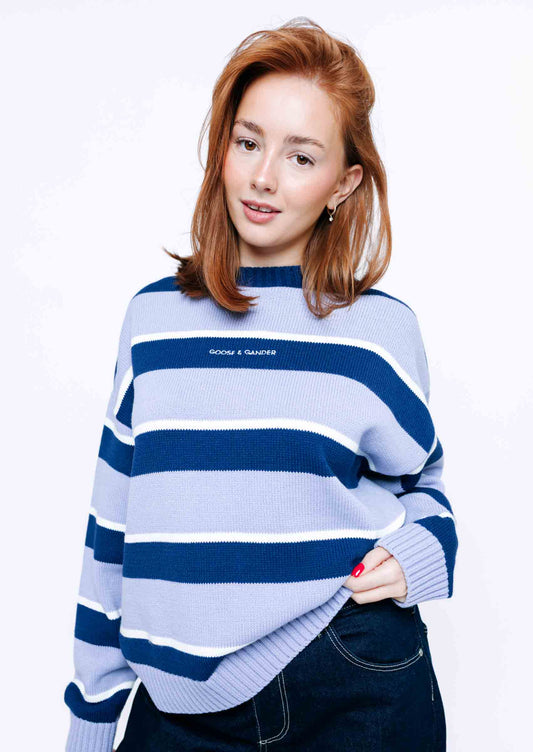 Striped Bluebell Knitted Sweatshirt