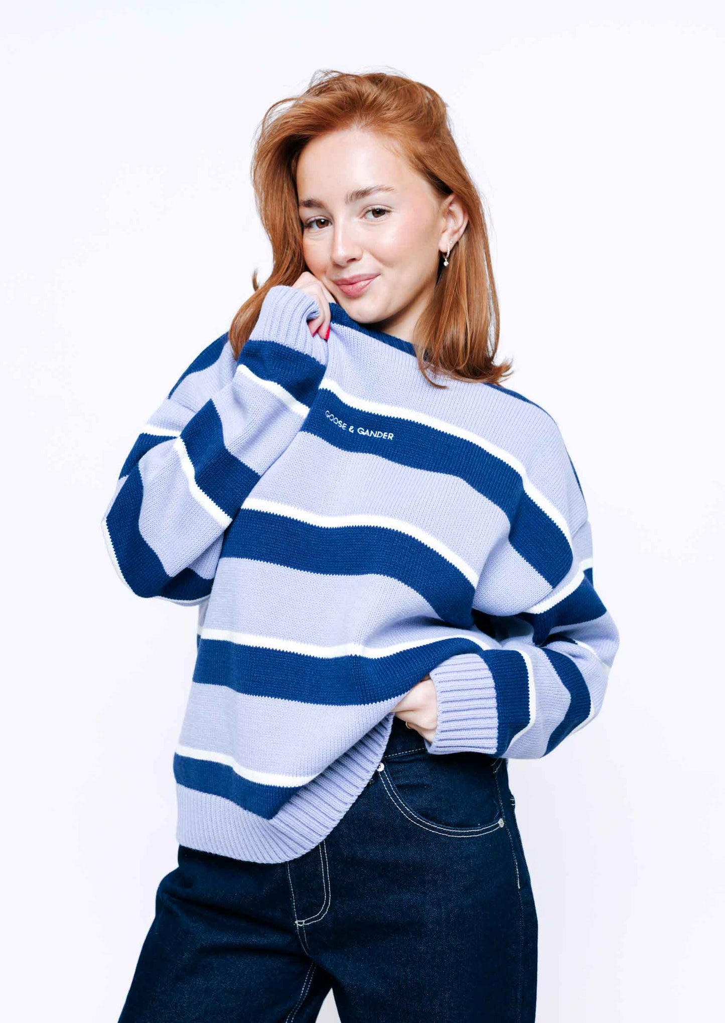 Striped Bluebell Knitted Sweatshirt