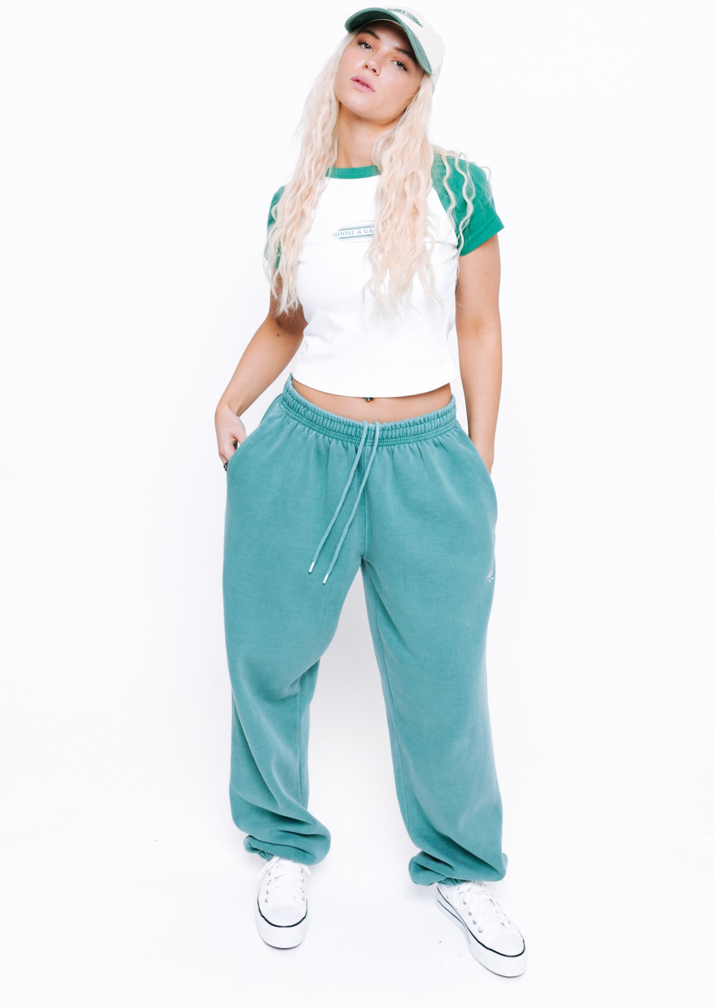 L&L Oval Printed Raglan Tee - Green/White