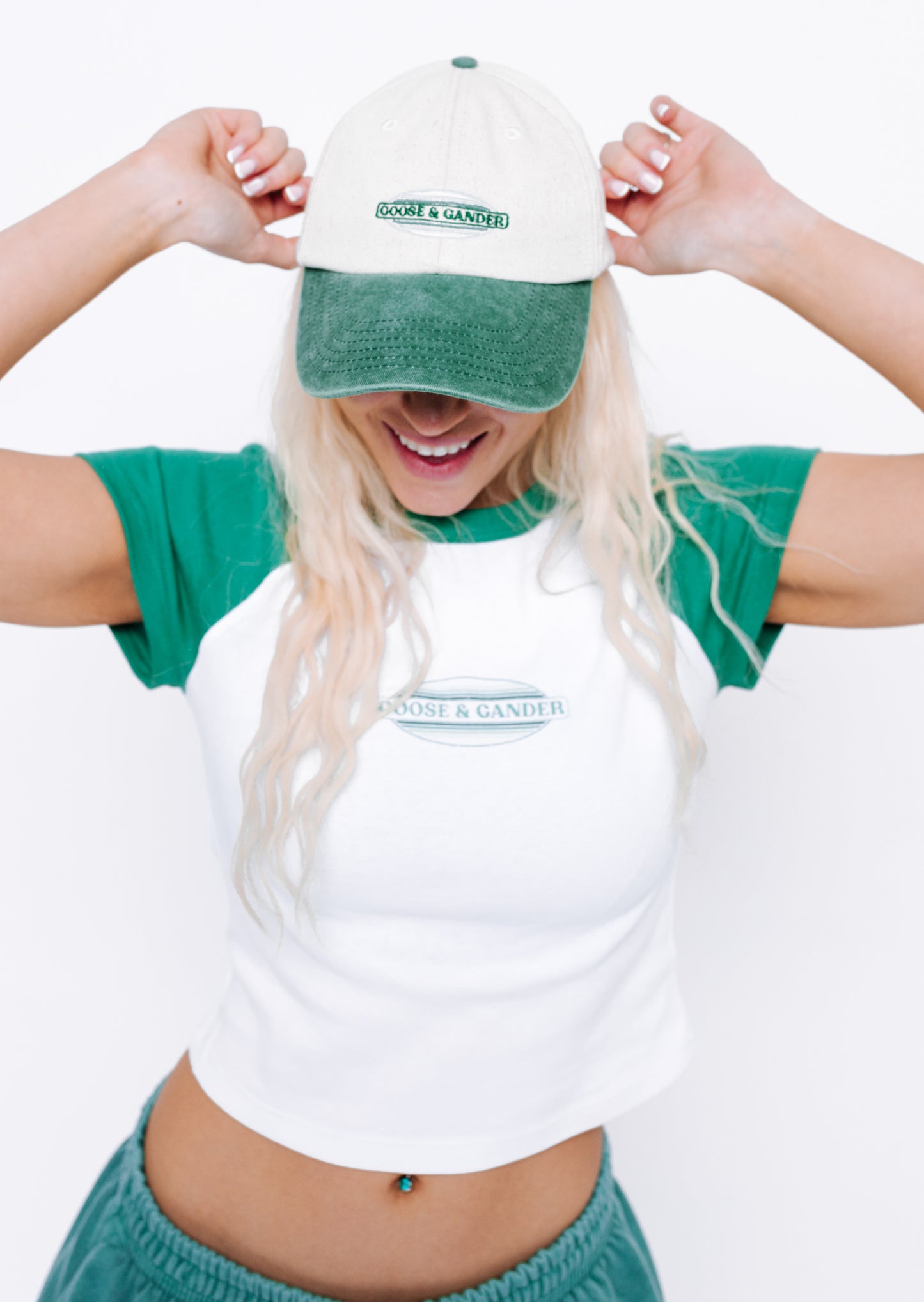 L&L Oval Embroidered Two Tone Cap - Natural/Green