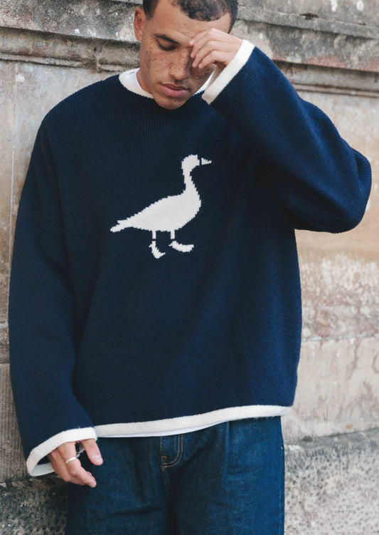 Knitted Goose Jumper - Navy