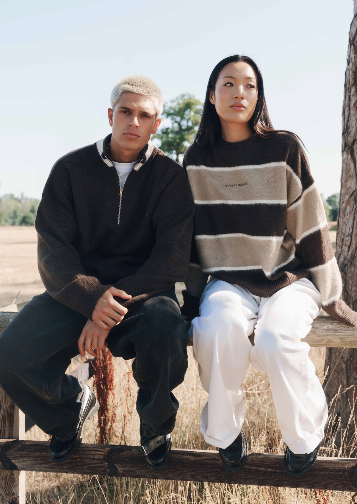 Goose Knitted 1/4 Zip Jumper - Walnut