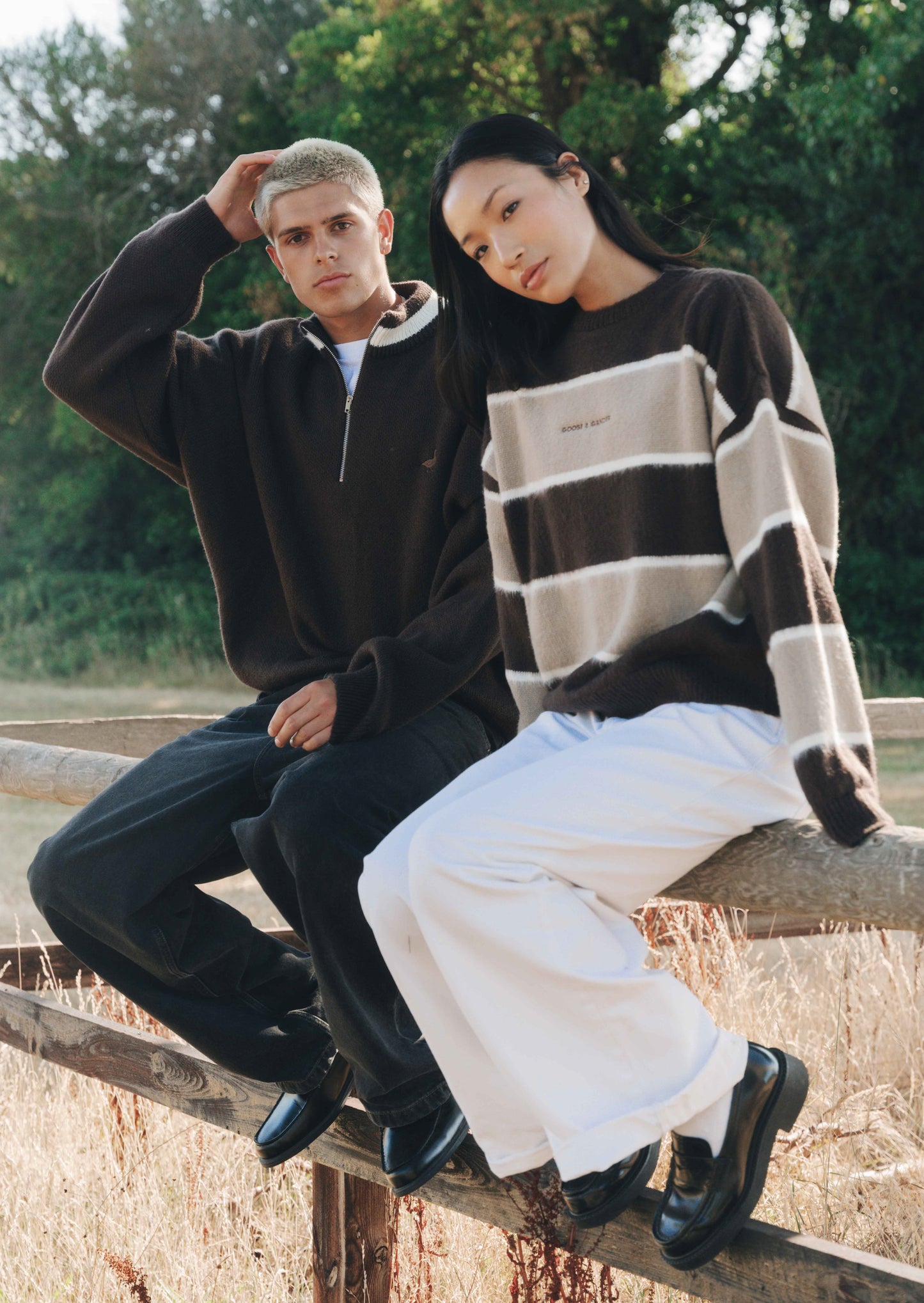 Goose Knitted 1/4 Zip Jumper - Walnut