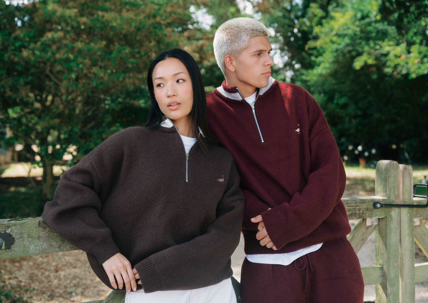 Knitted Goose 1/4 Zip Sweat - Burgundy