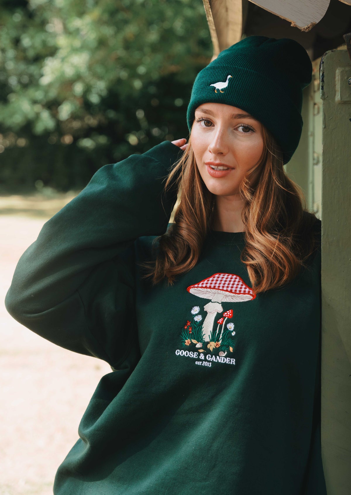 Goose Beanie - Forest Green