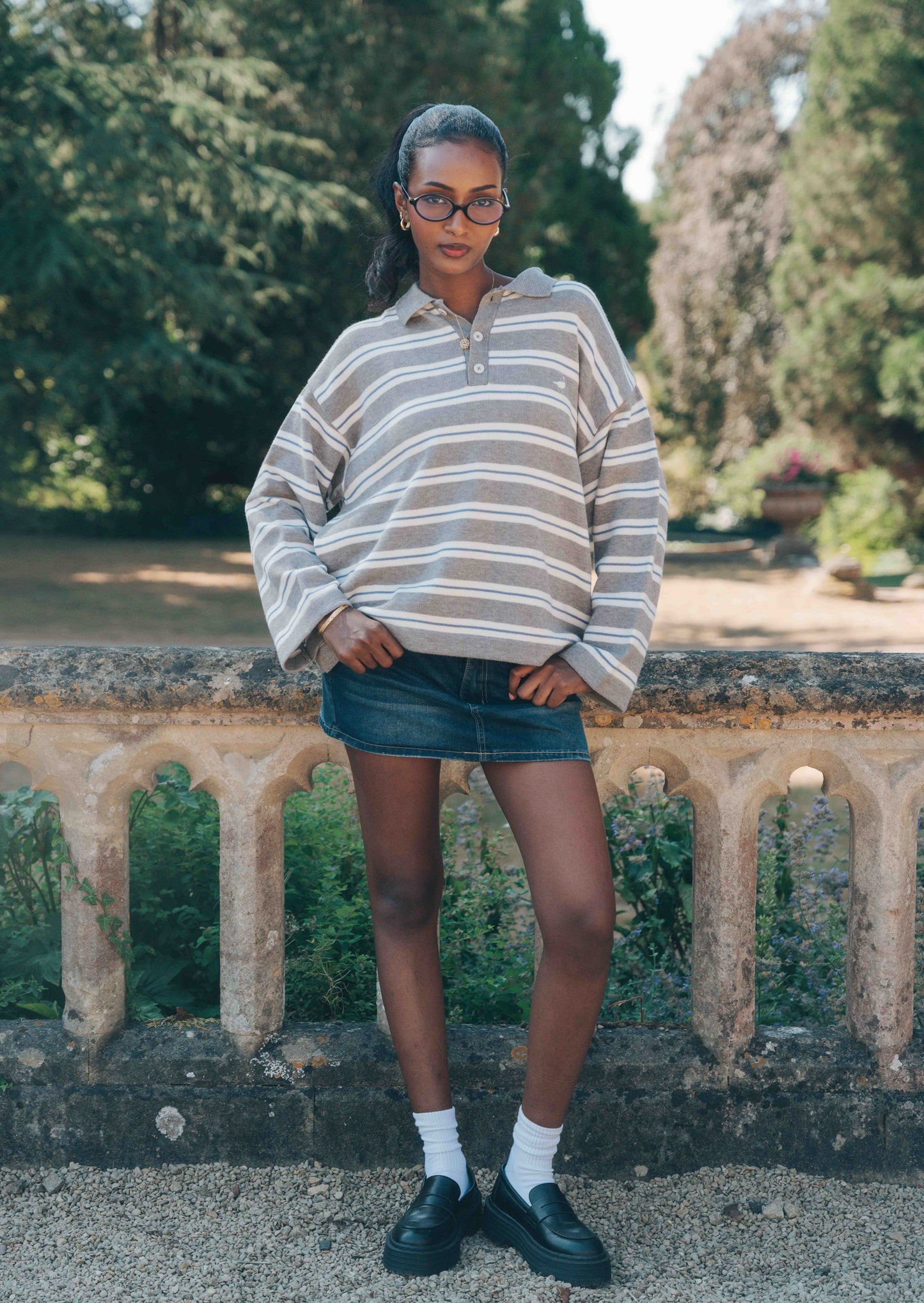 Goose Knitted Rugby Top - Grey