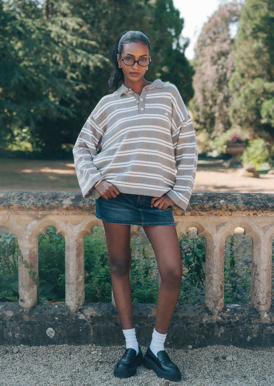 Goose Knitted Rugby Top - Grey