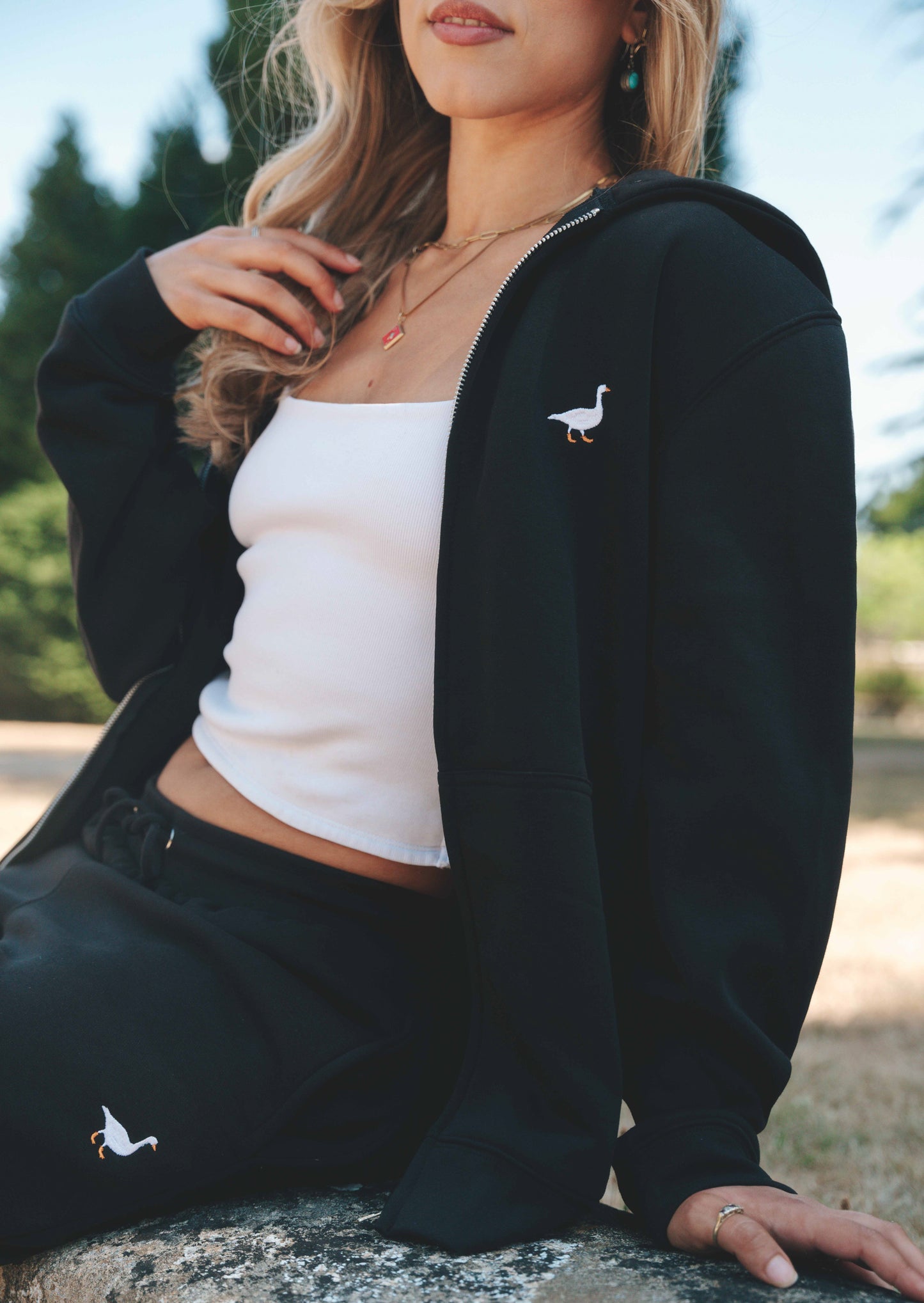 Goose Full-Zip Hoodie - Black