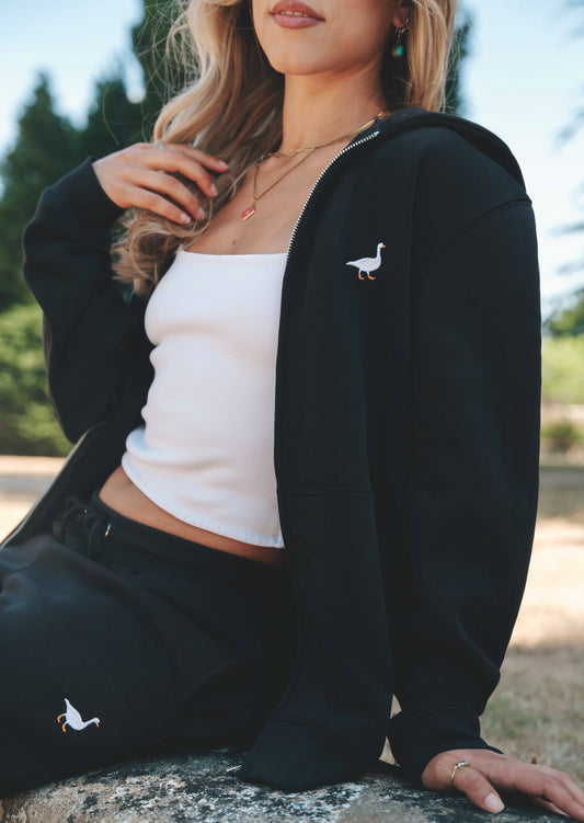 Goose Full-Zip Hoodie - Black