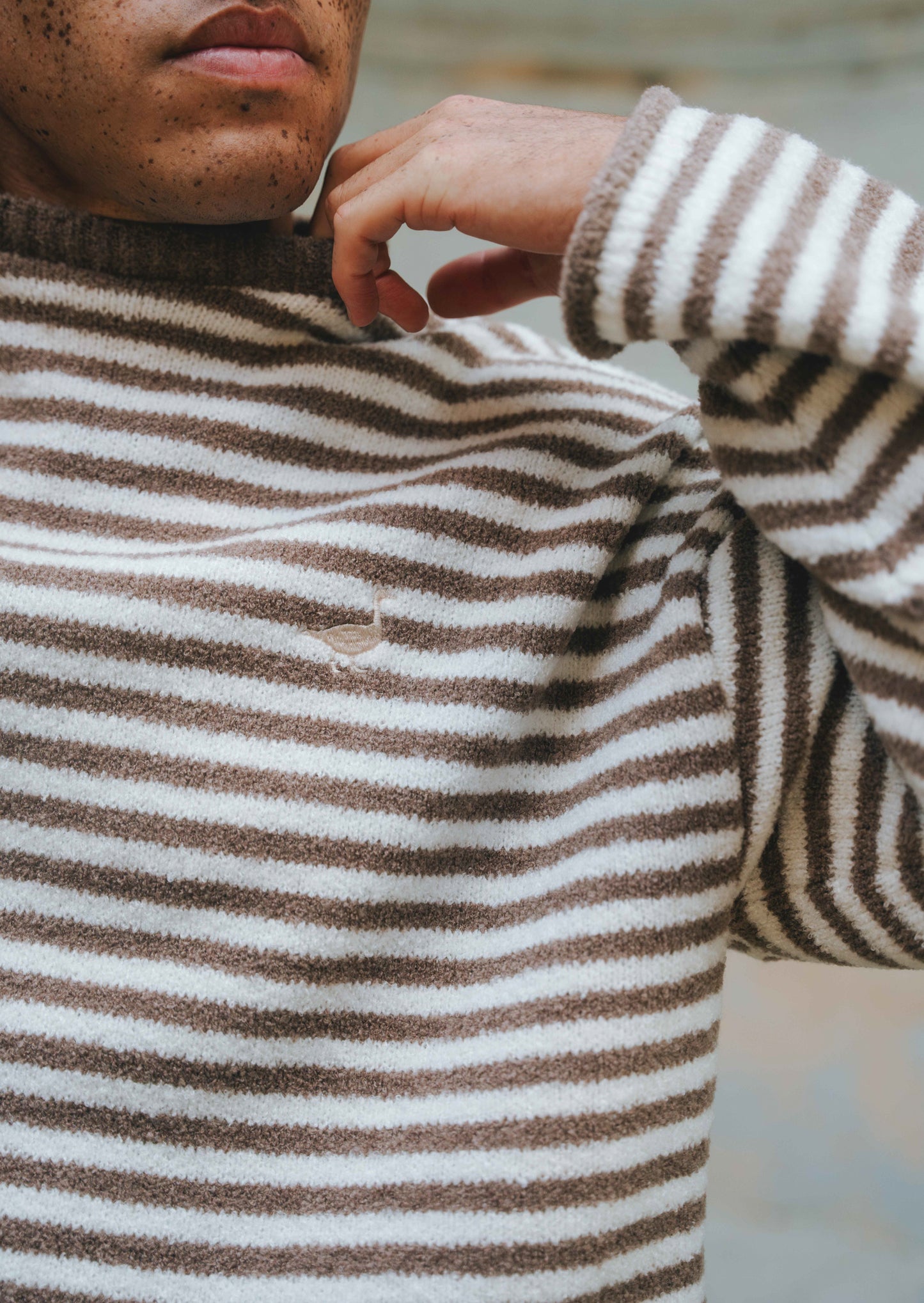 Goose Knitted Stripe Jumper - Light Taupe