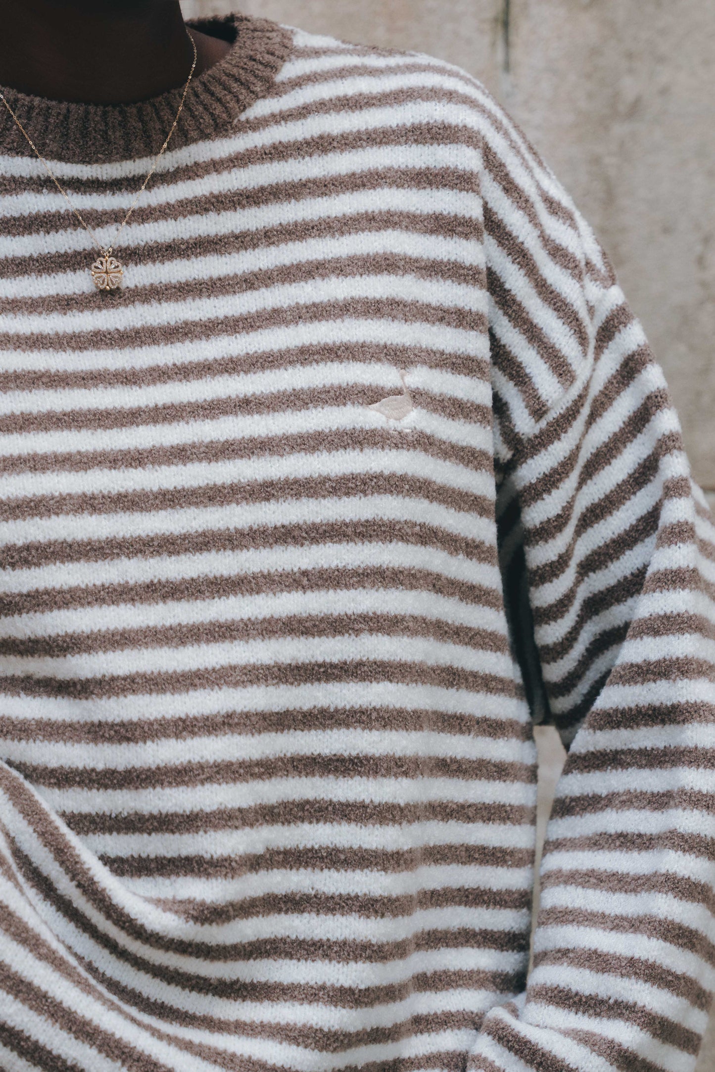 Goose Knitted Stripe Jumper - Light Taupe