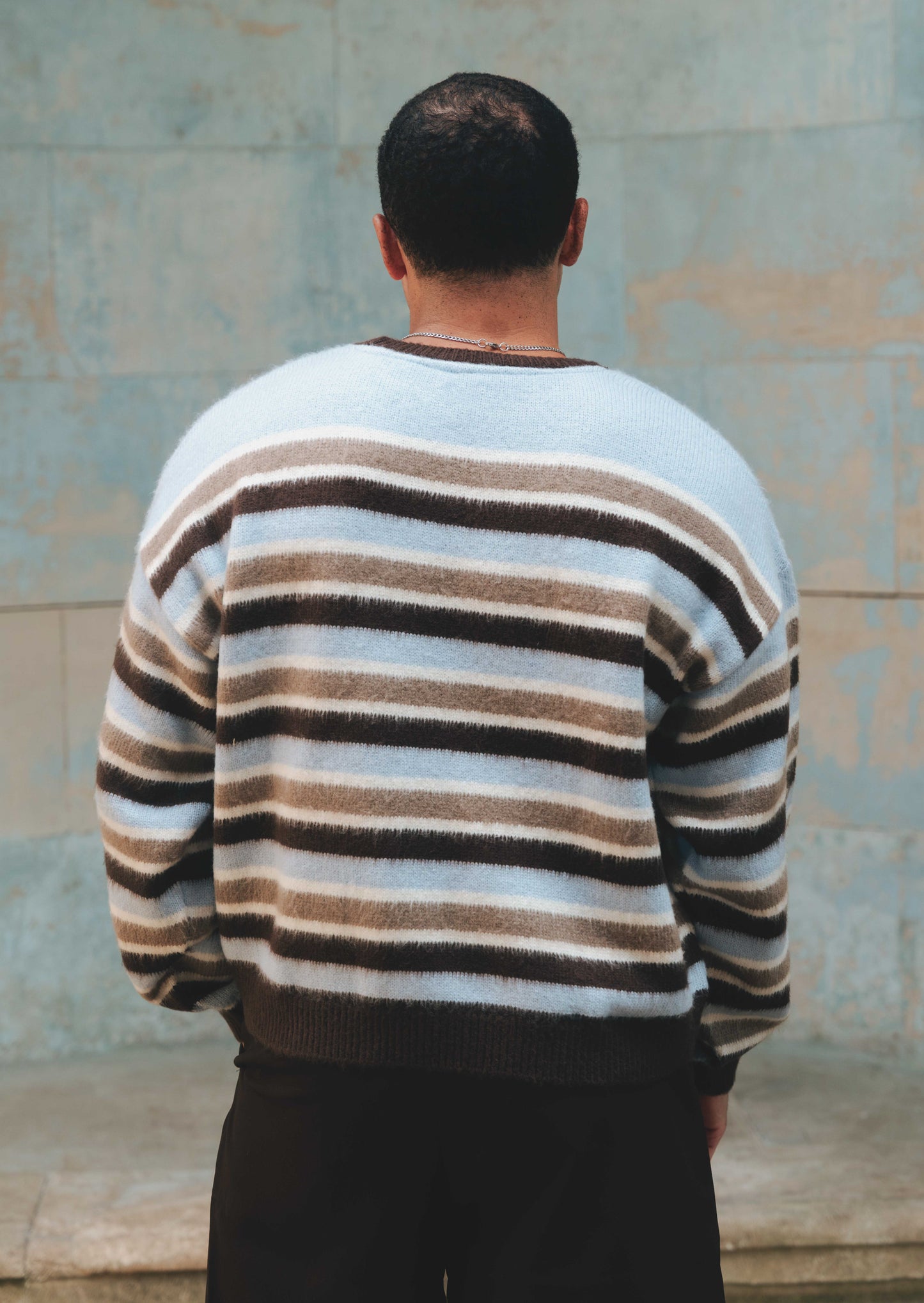 Knitted Stripe Jumper - Blue/Brown