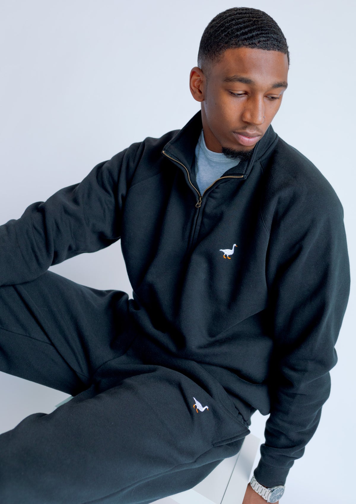 Premium Goose 1/4 Zip Sweat - Black – Goose & Gander