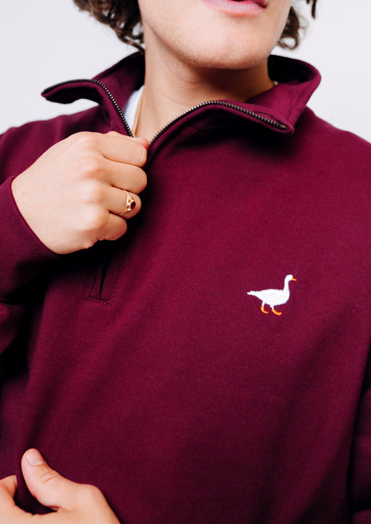 Unisex Goose 1/4 Zip Sweat - Burgundy
