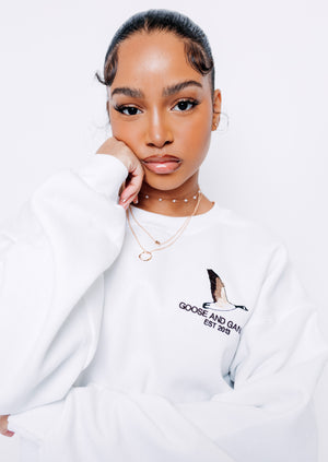 Unisex White Goose Guide Embroidered Sweat