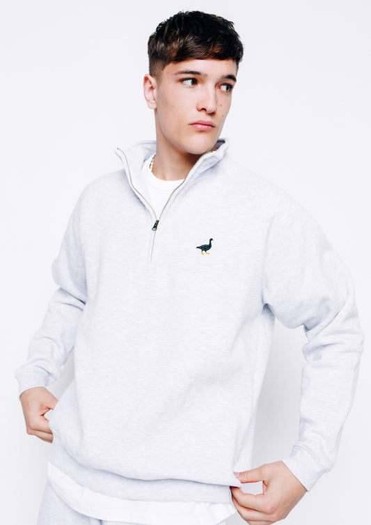 Unisex Premium Goose 1/4 Zip Sweat - Ash Grey