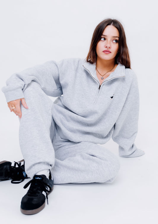Unisex Premium Goose 1/4 Zip Sweat - Ash Grey