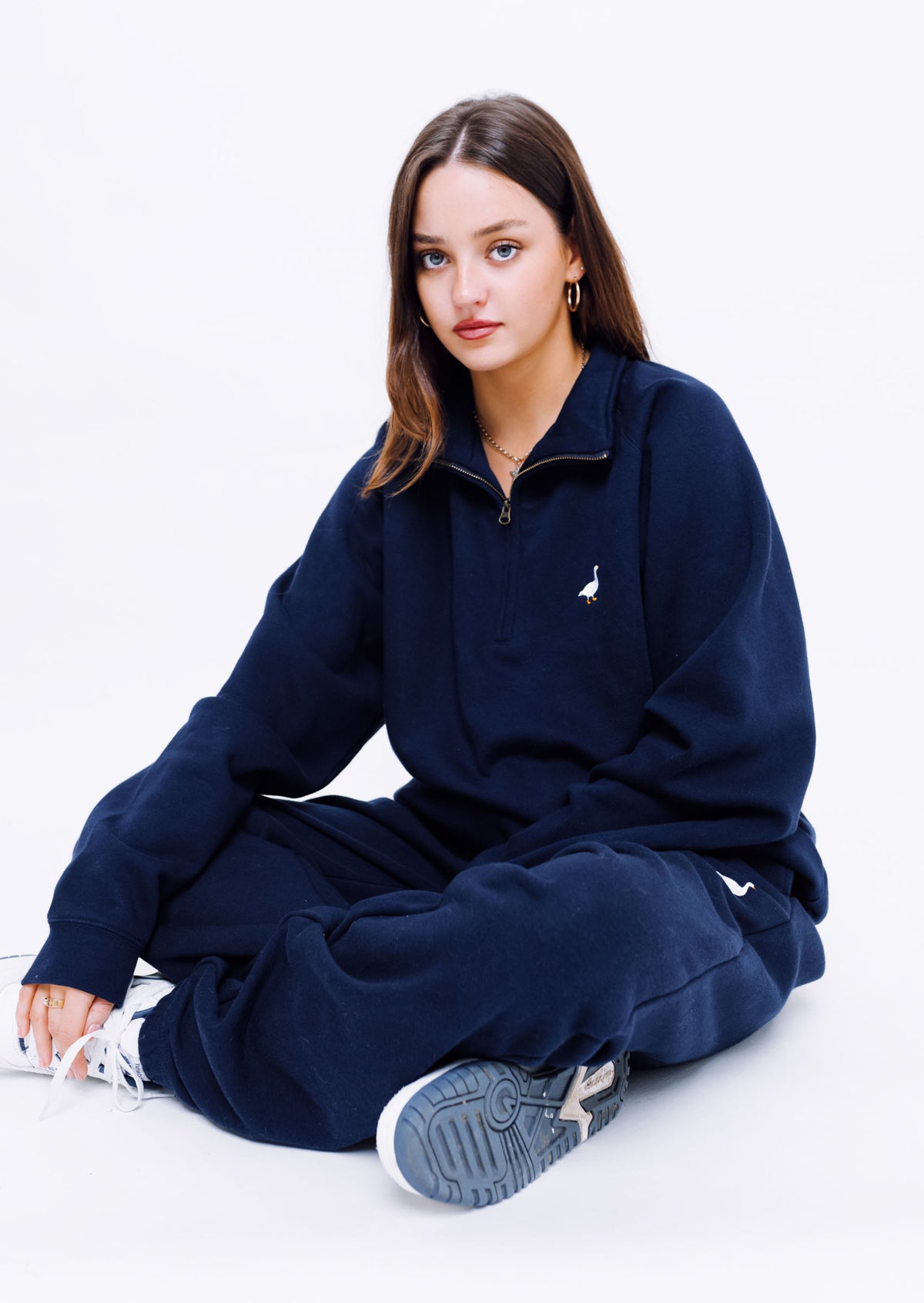 Premium Goose 1/4 Zip Sweat - Navy Blue – Goose & Gander